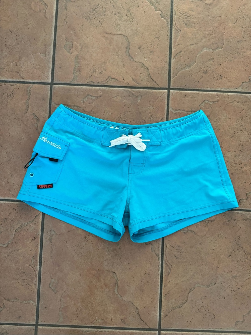 Maui Rippers Women’s Board Shorts; Turquoise Boardshorts with Drawstring; 2.5”